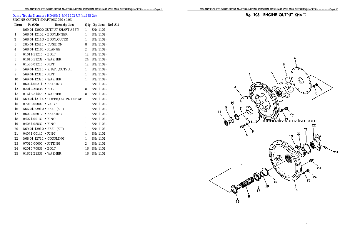 HD465-2 S/N 1102-UP Partsbook