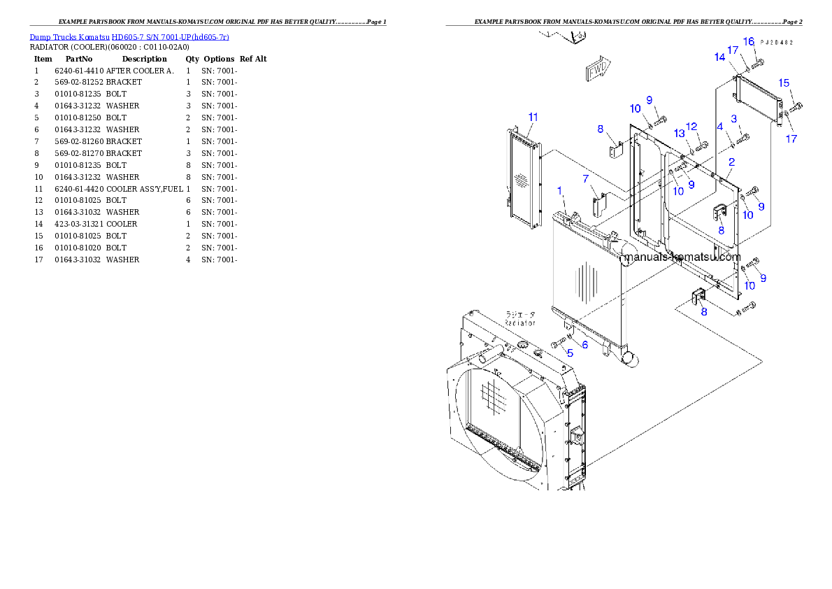 Protected: HD605-7 S/N 7001-UP Partsbook