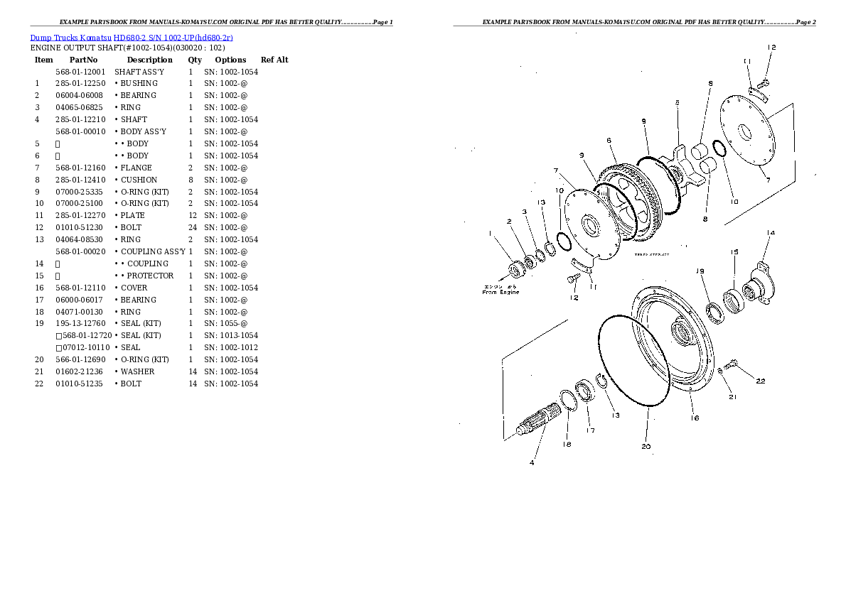 HD680-2 S/N 1002-UP Partsbook