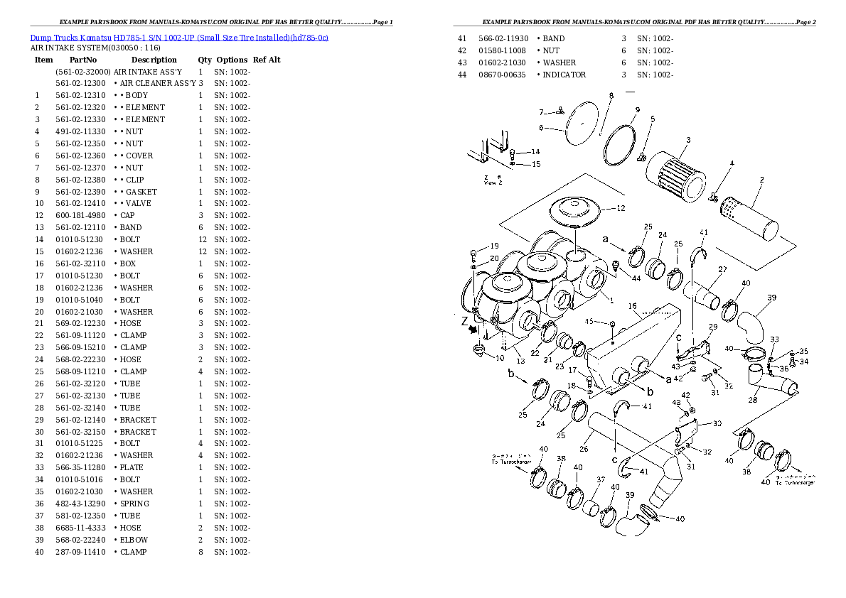 Protected: HD785-1 S/N 1002-UP (Small Size Tire Installed) Partsbook