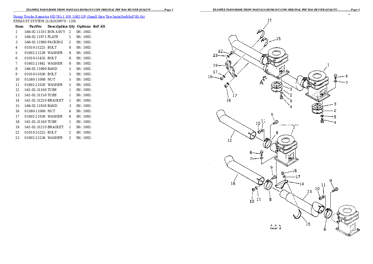 Protected: HD785-1 S/N 1002-UP (Small Size Tire Installed) Partsbook