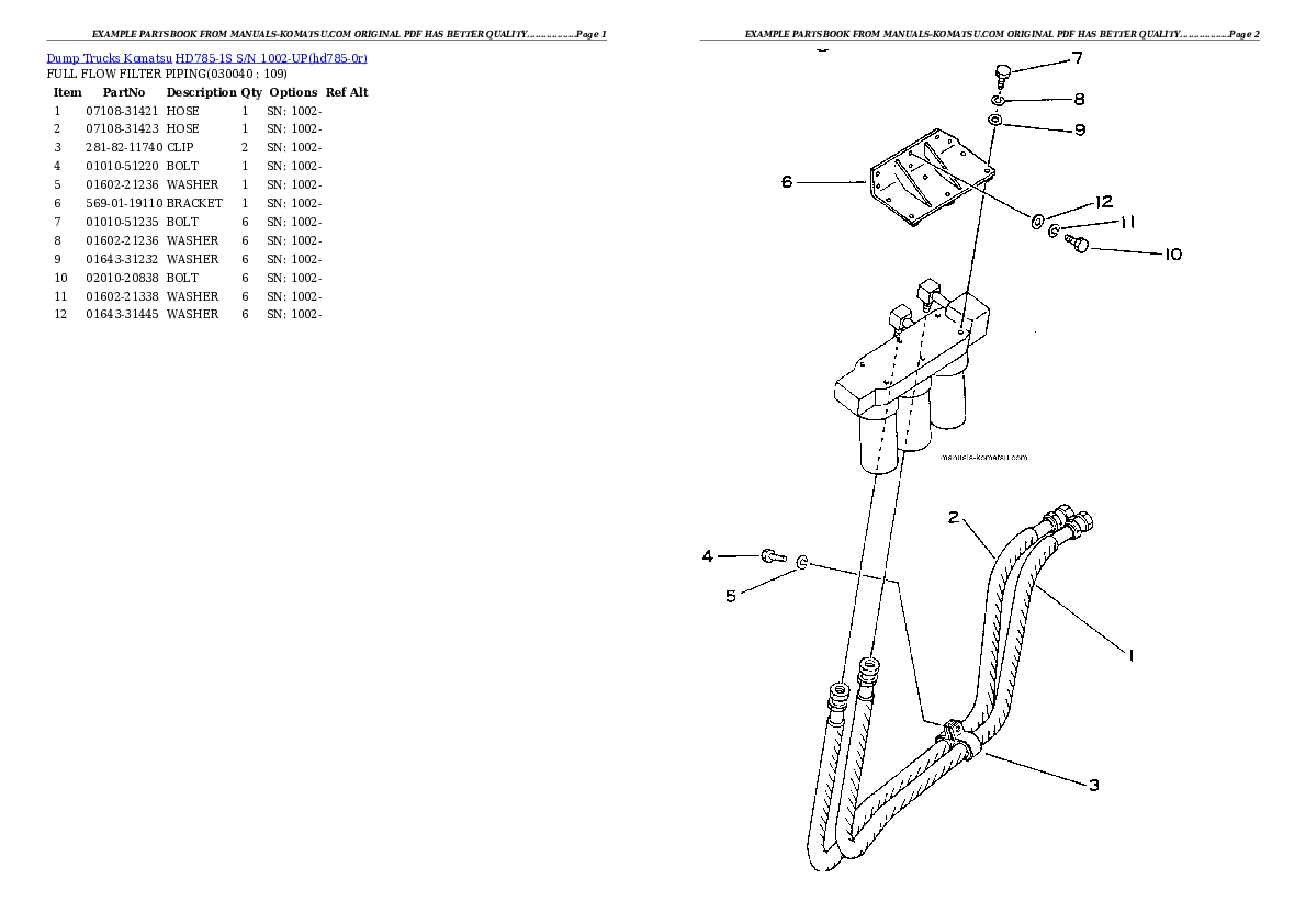 Protected: HD785-1S S/N 1002-UP Partsbook