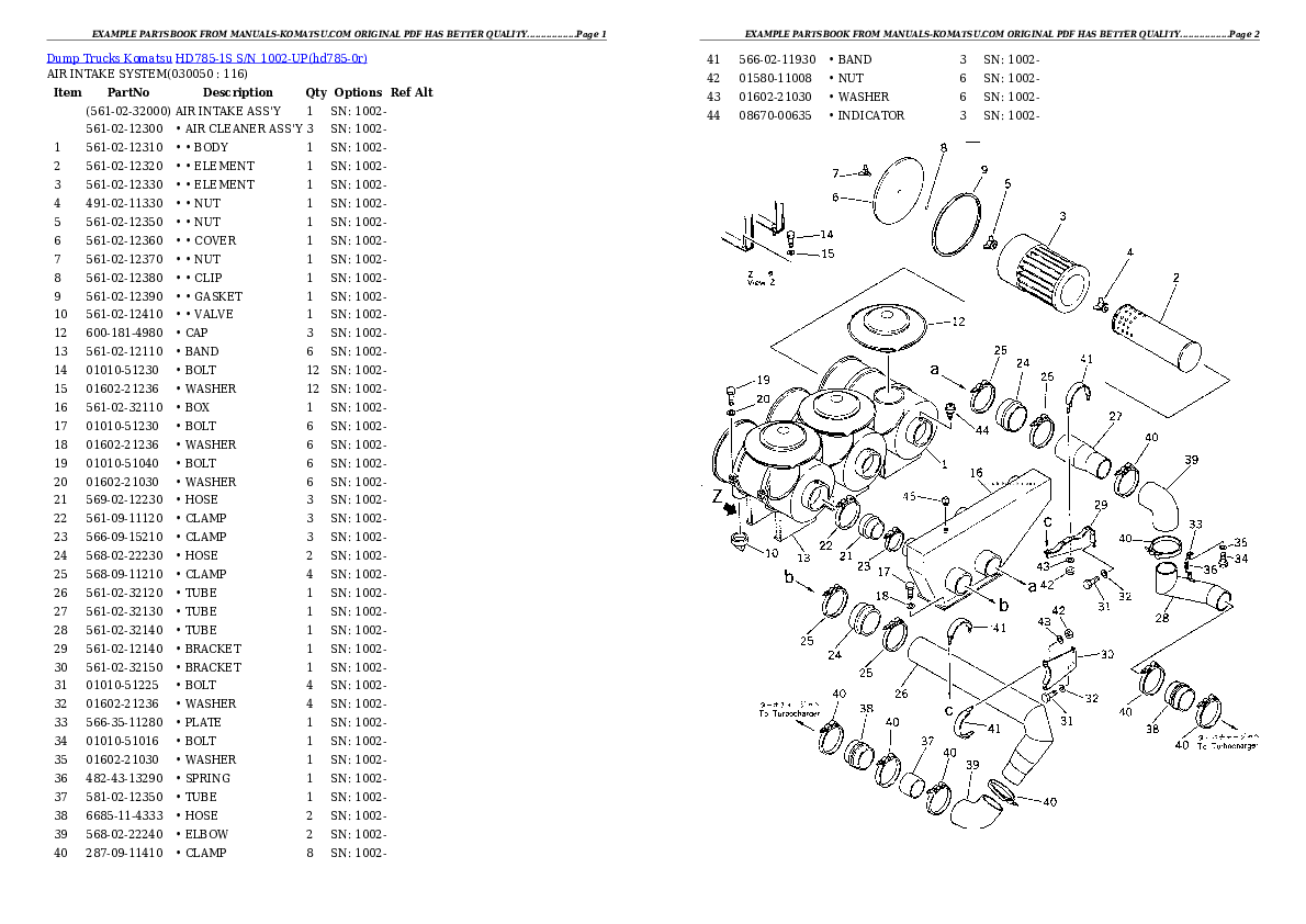 Protected: HD785-1S S/N 1002-UP Partsbook