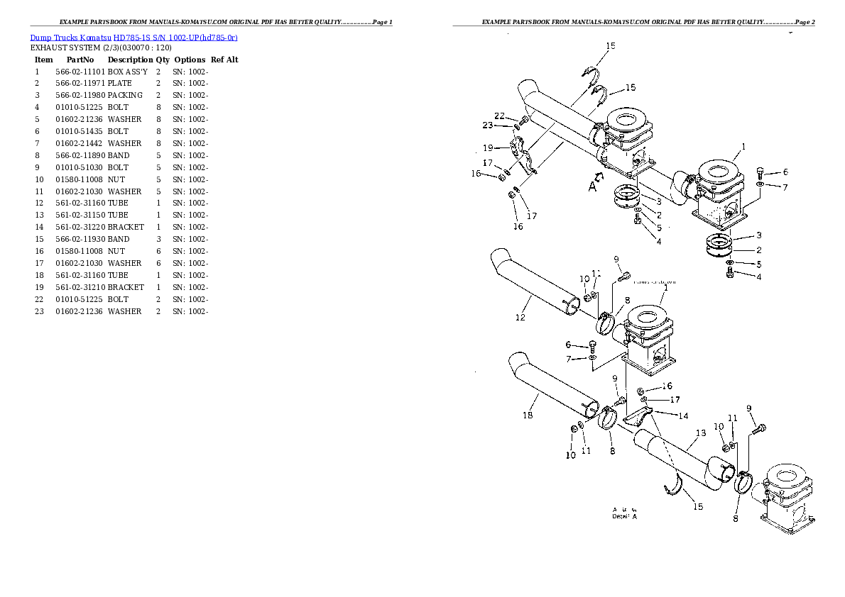 Protected: HD785-1S S/N 1002-UP Partsbook