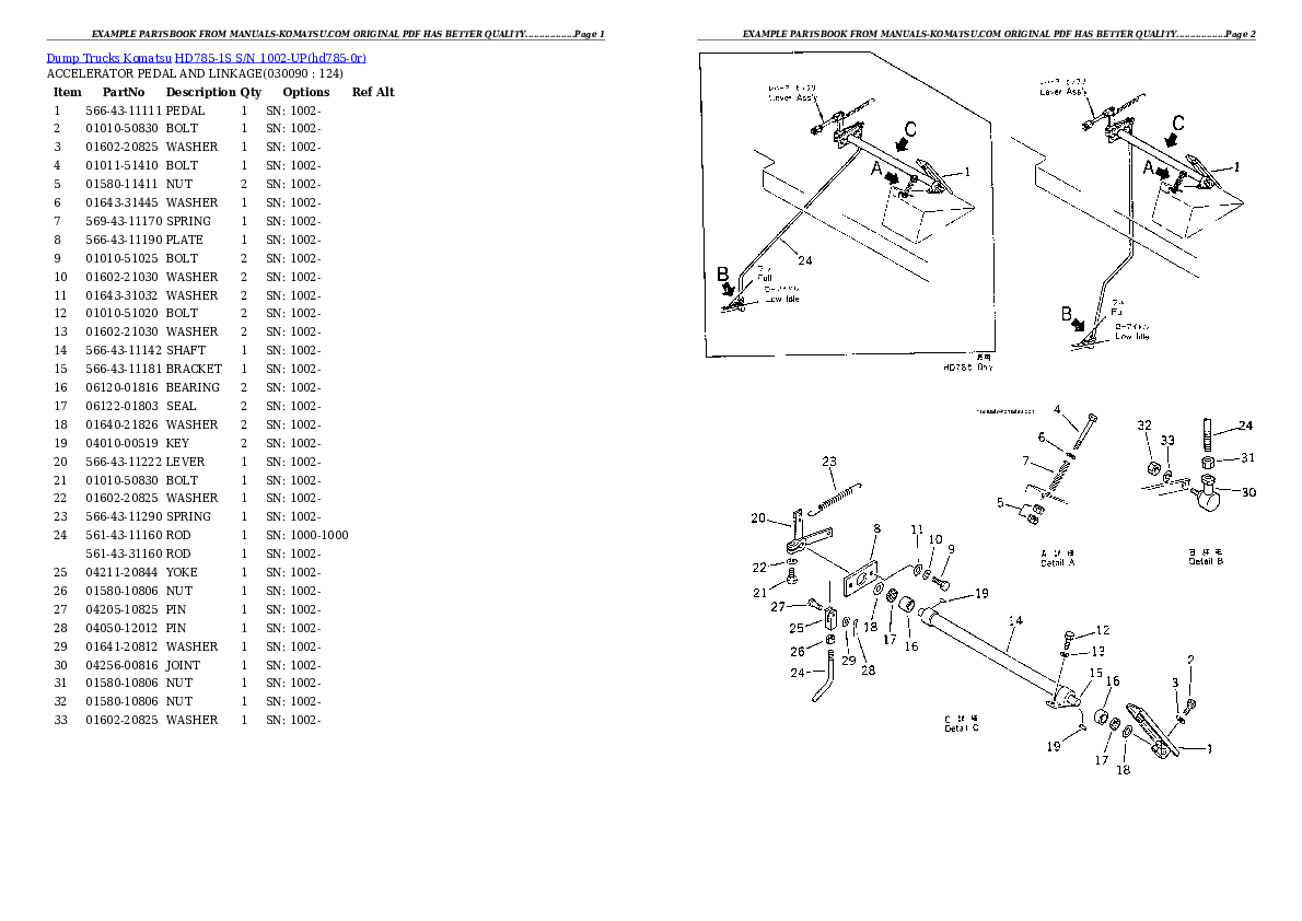 Protected: HD785-1S S/N 1002-UP Partsbook