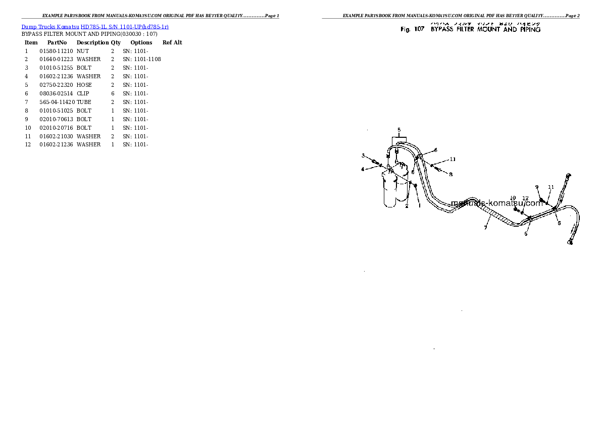 HD785-1L S/N 1101-UP Partsbook