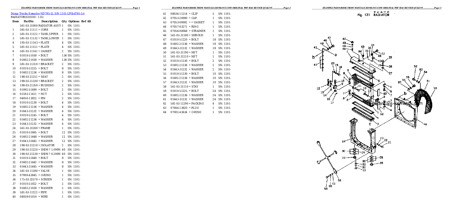 Protected: HD785-1L S/N 1101-UP (Large Size Tire Installed) Partsbook
