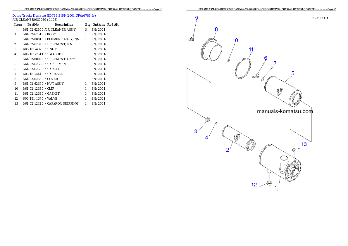 Protected: HD785-3 S/N 2001-UP Partsbook