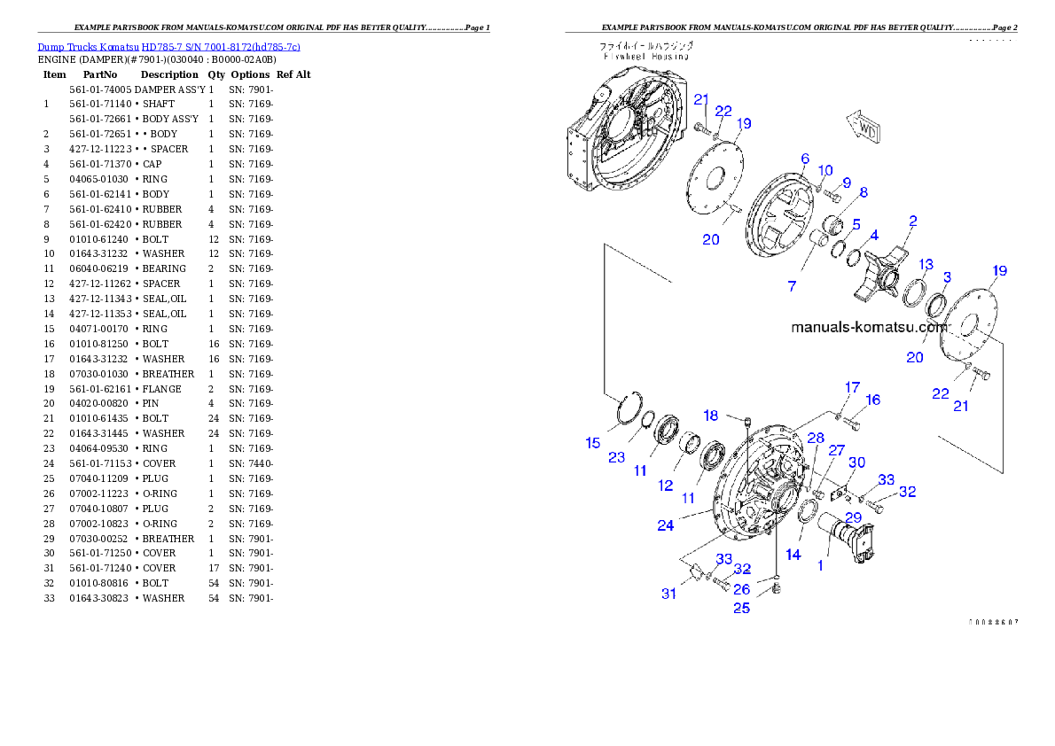 Protected: HD785-7 S/N 7001-8172 Partsbook