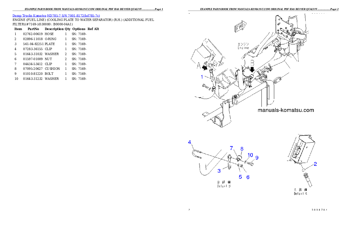 Protected: HD785-7 S/N 7001-8172 Partsbook