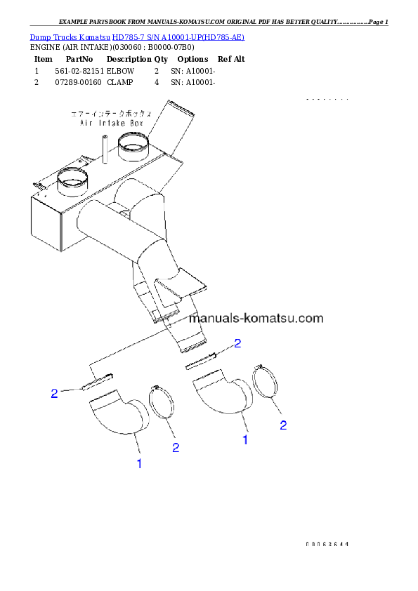 Protected: HD785-7 S/N A10001-UP Partsbook