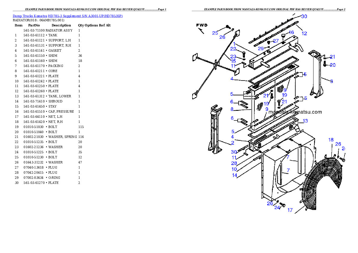 Protected: HD785-3 Supplement S/N A3001-UP Partsbook