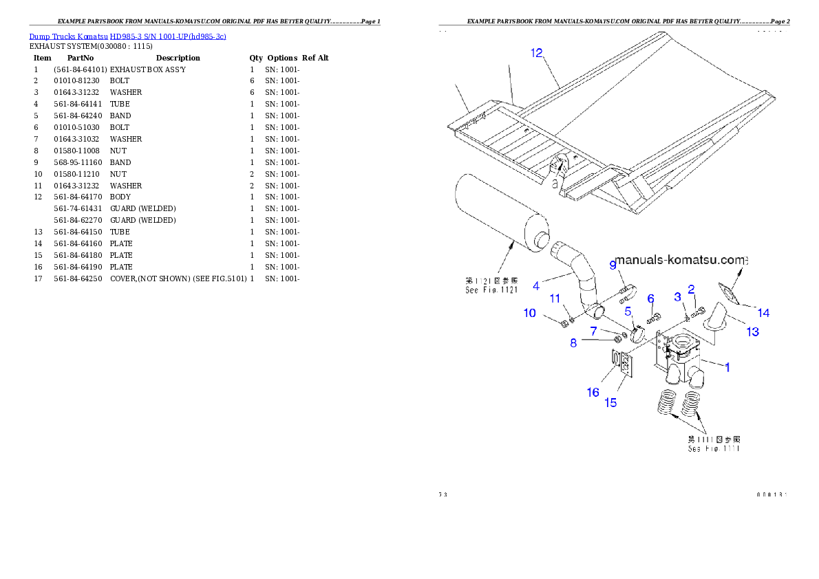 Protected: HD985-3 S/N 1001-UP Partsbook