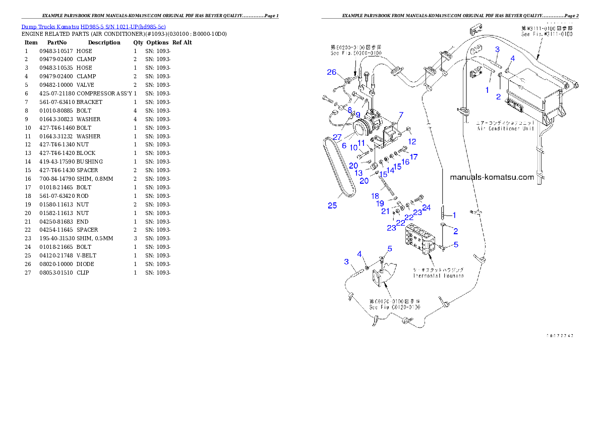 Protected: HD985-5 S/N 1021-UP Partsbook