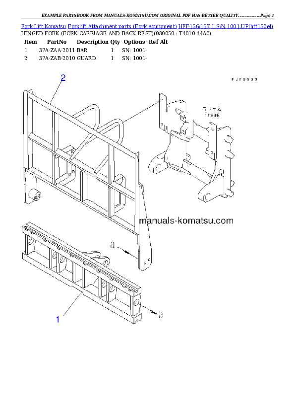 Protected: HFF156/157-1 S/N 1001-UP Partsbook