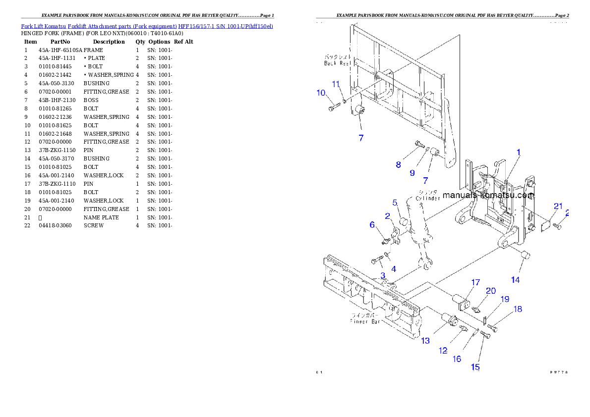Protected: HFF156/157-1 S/N 1001-UP Partsbook