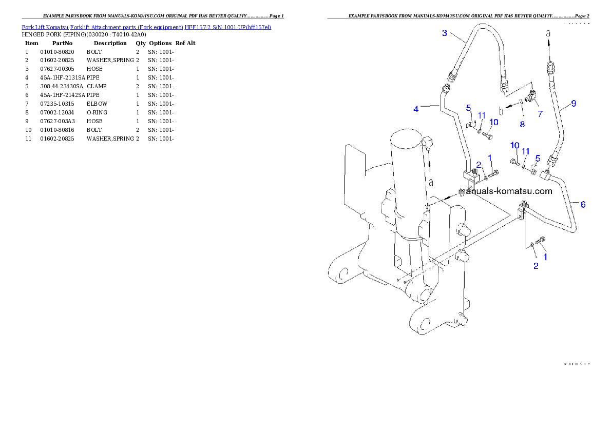 HFF157-2 S/N 1001-UP Partsbook