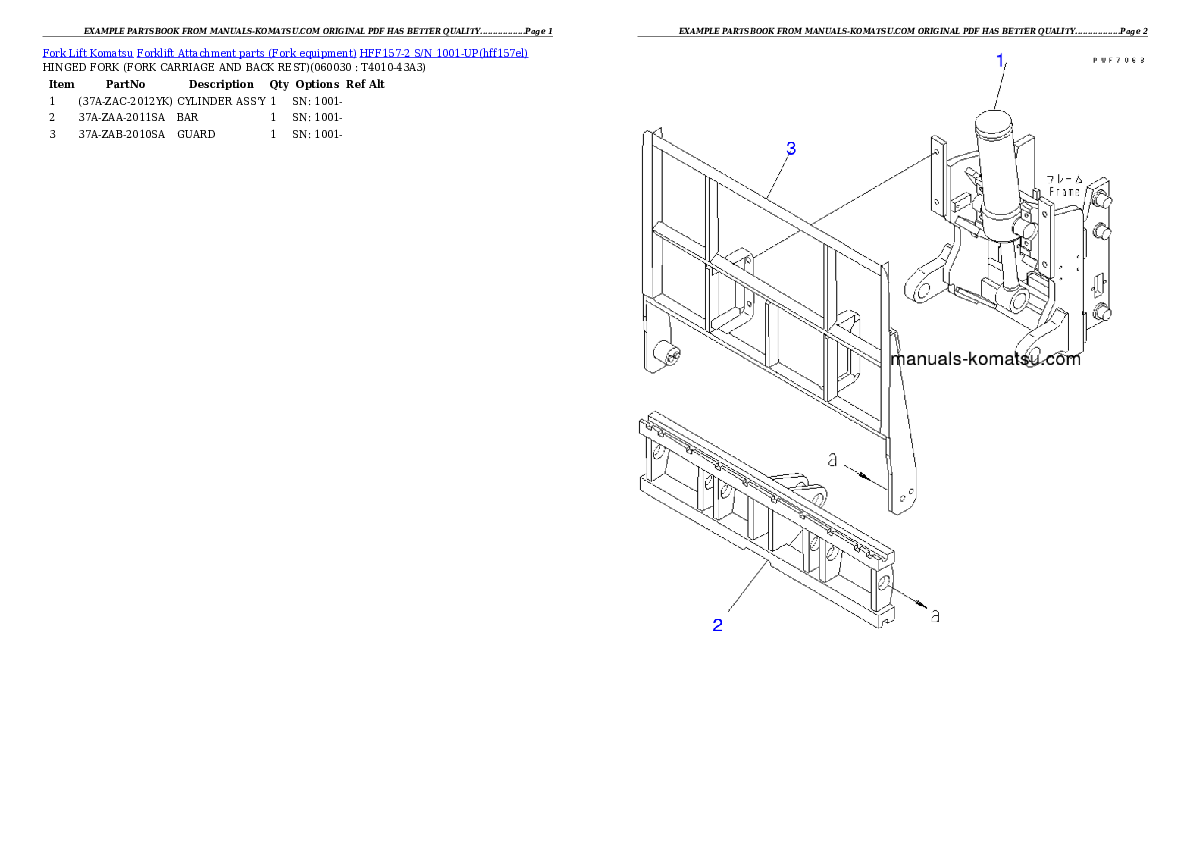 Protected: HFF157-2 S/N 1001-UP Partsbook