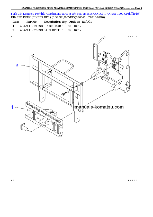 Protected: HFF1R1-1-AR S/N 1001-UP Partsbook