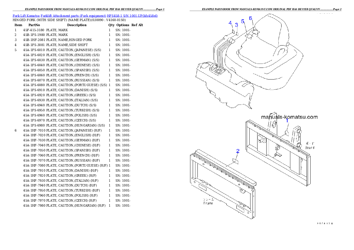 Protected: HFS458-1 S/N 1001-UP Partsbook