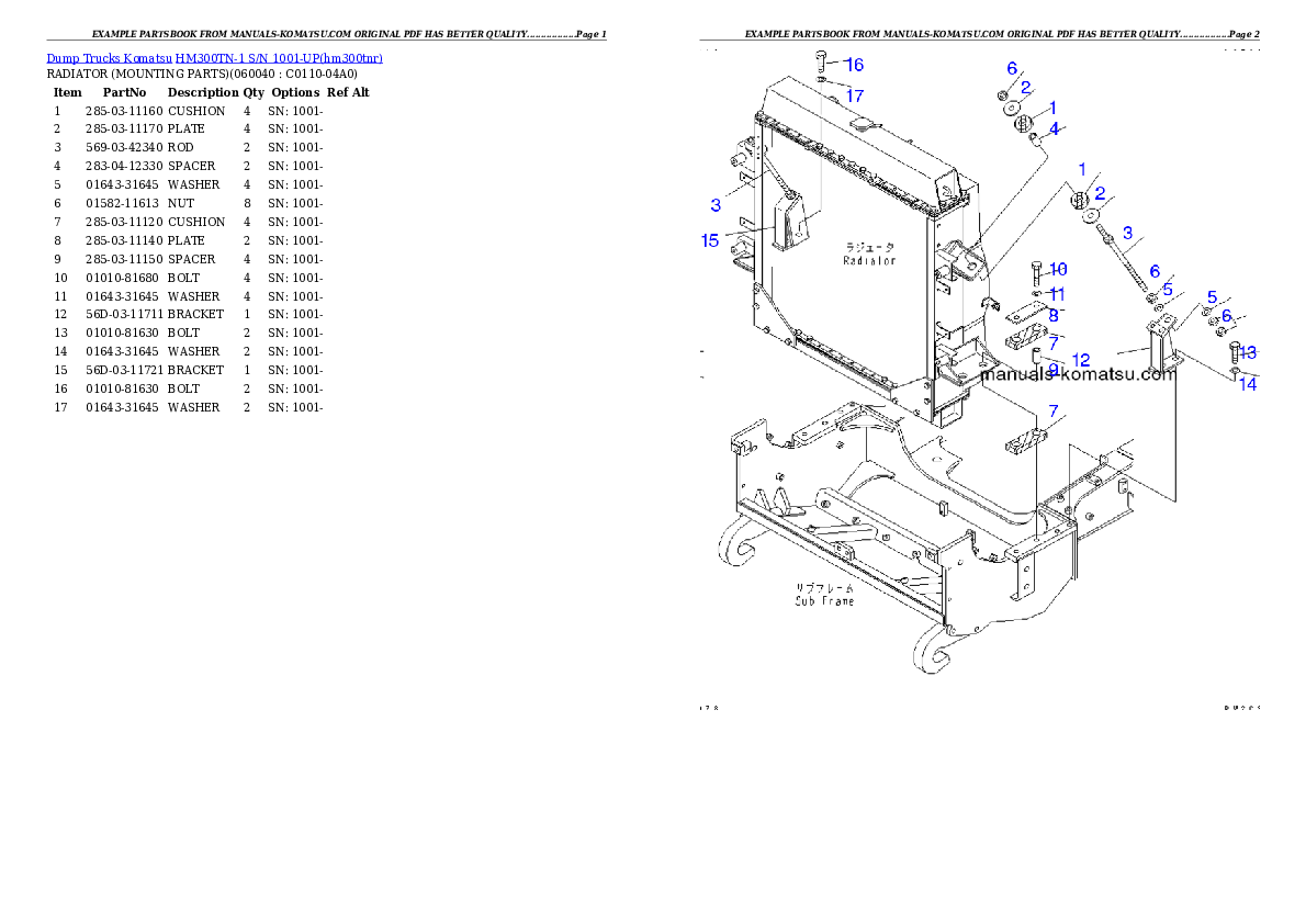 Protected: HM300TN-1 S/N 1001-UP Partsbook