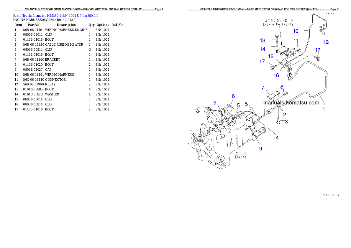 Protected: HM350-1 S/N 1001-UP (-40cent. Spec.) Partsbook