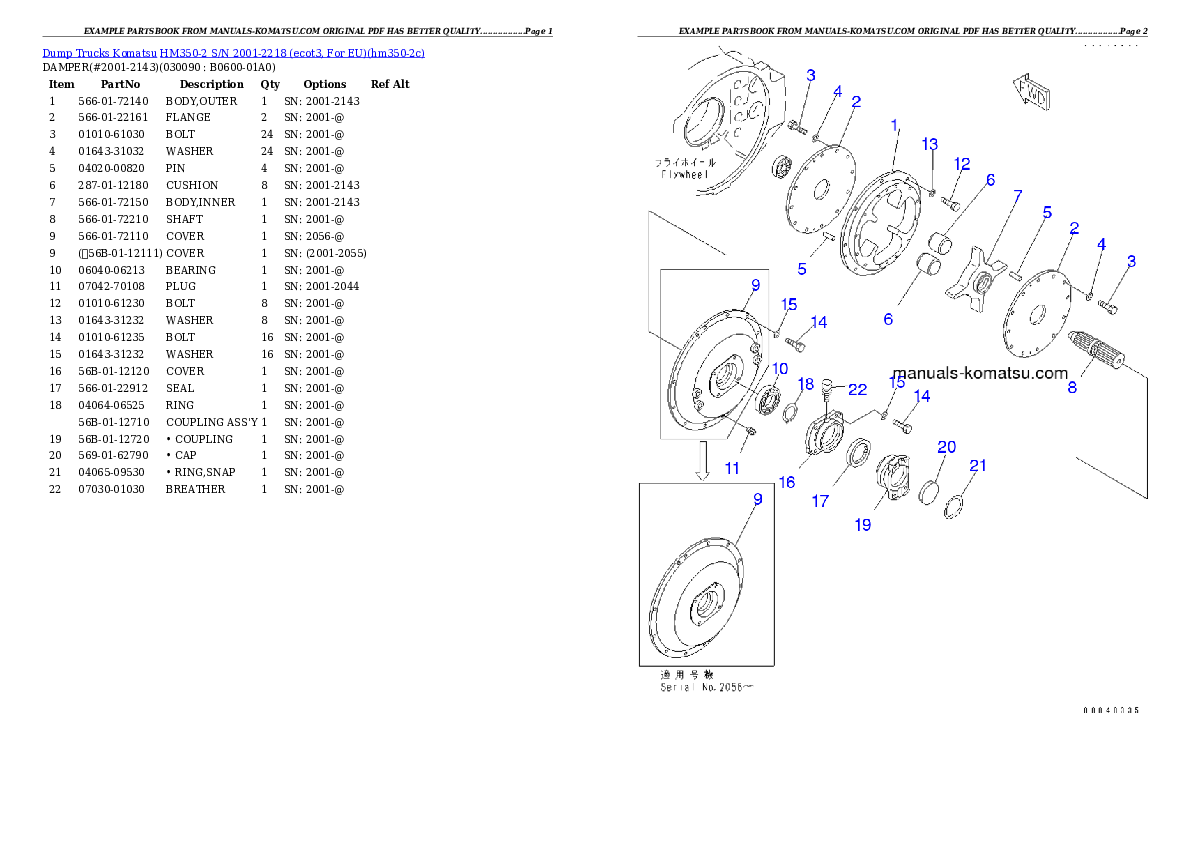 Protected: HM350-2 S/N 2001-2218 (ecot3, For EU) Partsbook