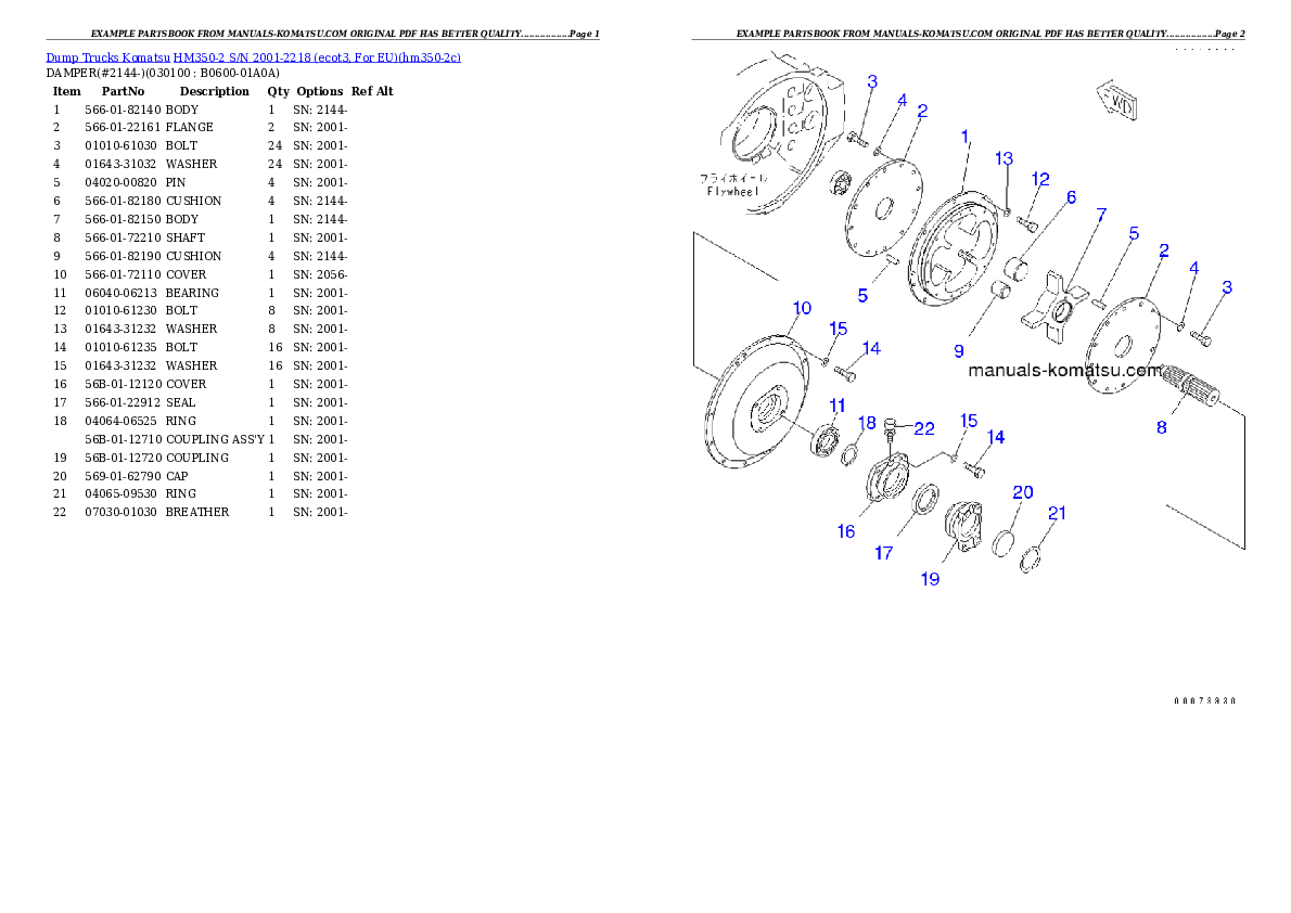 Protected: HM350-2 S/N 2001-2218 (ecot3, For EU) Partsbook