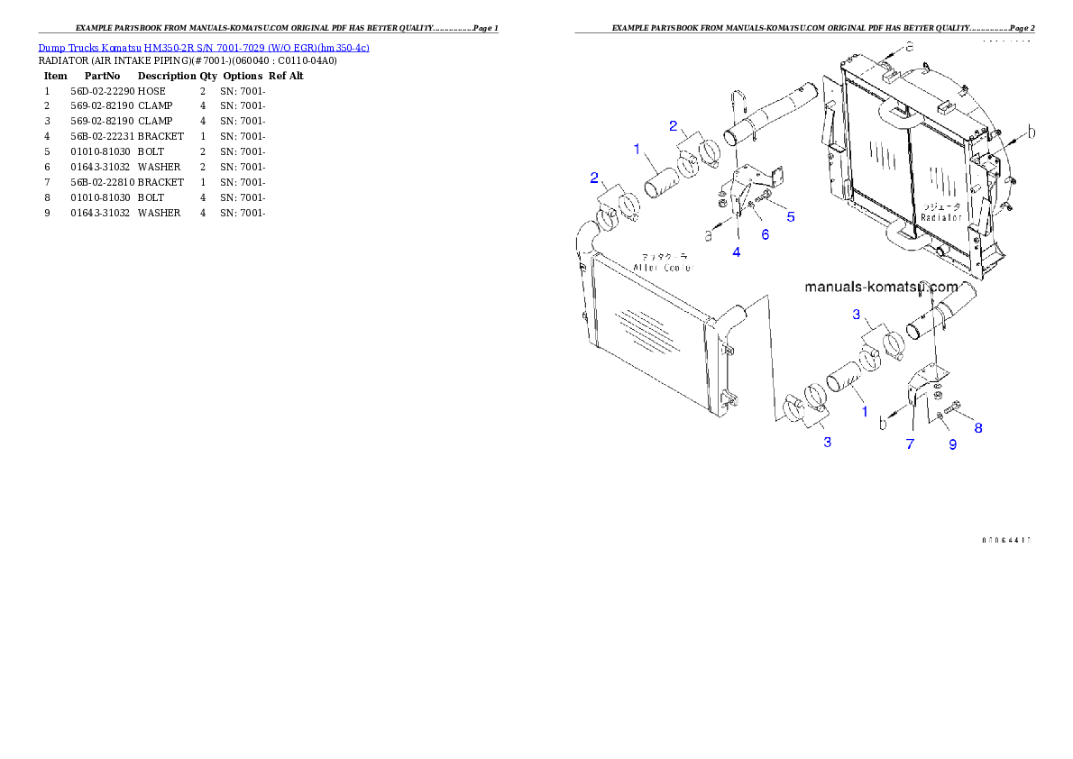 Protected: HM350-2R S/N 7001-7029 (W/O EGR) Partsbook