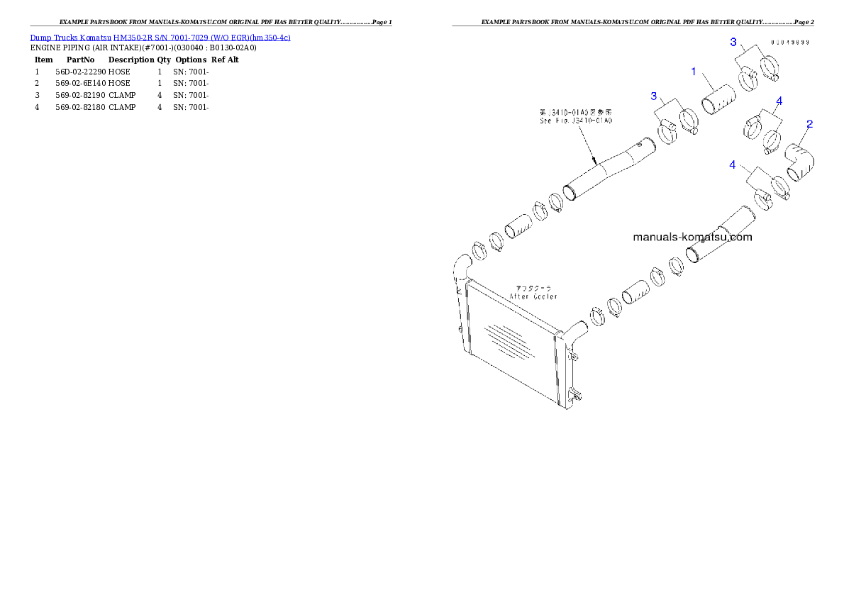 Protected: HM350-2R S/N 7001-7029 (W/O EGR) Partsbook