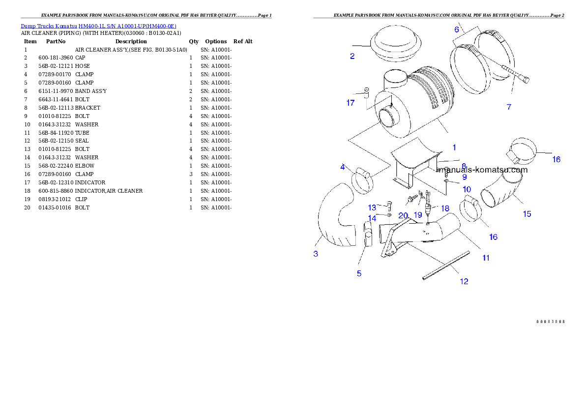 Protected: HM400-1L S/N A10001-UP Partsbook