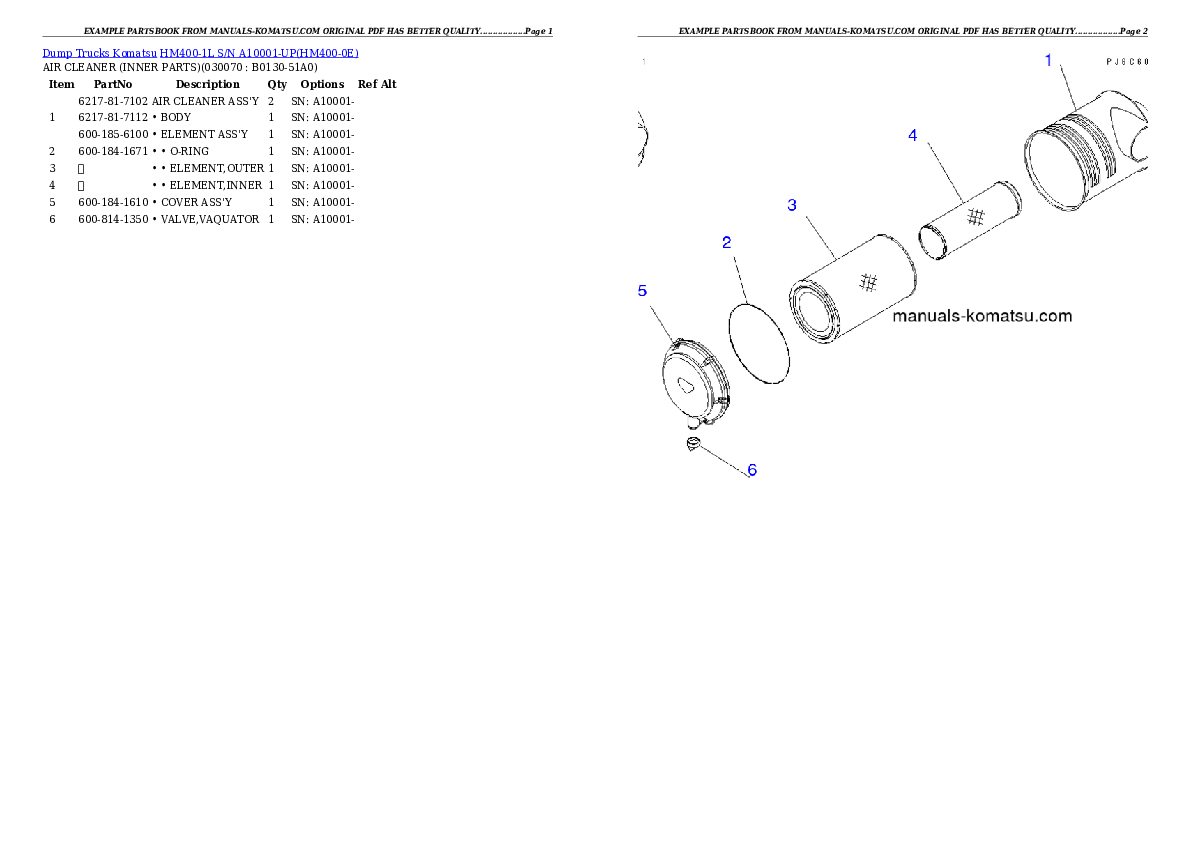 Protected: HM400-1L S/N A10001-UP Partsbook