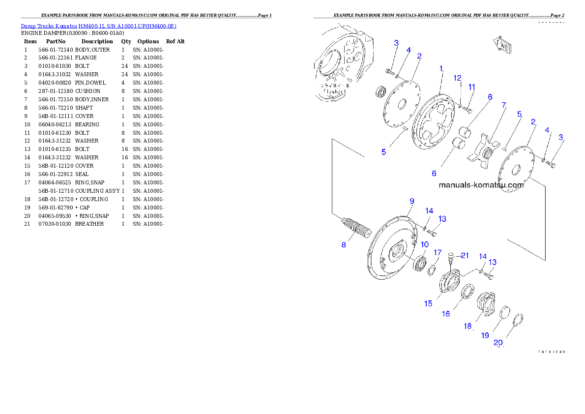 Protected: HM400-1L S/N A10001-UP Partsbook