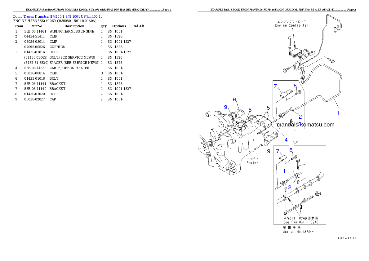 Protected: HM400-1 S/N 1001-UP Partsbook