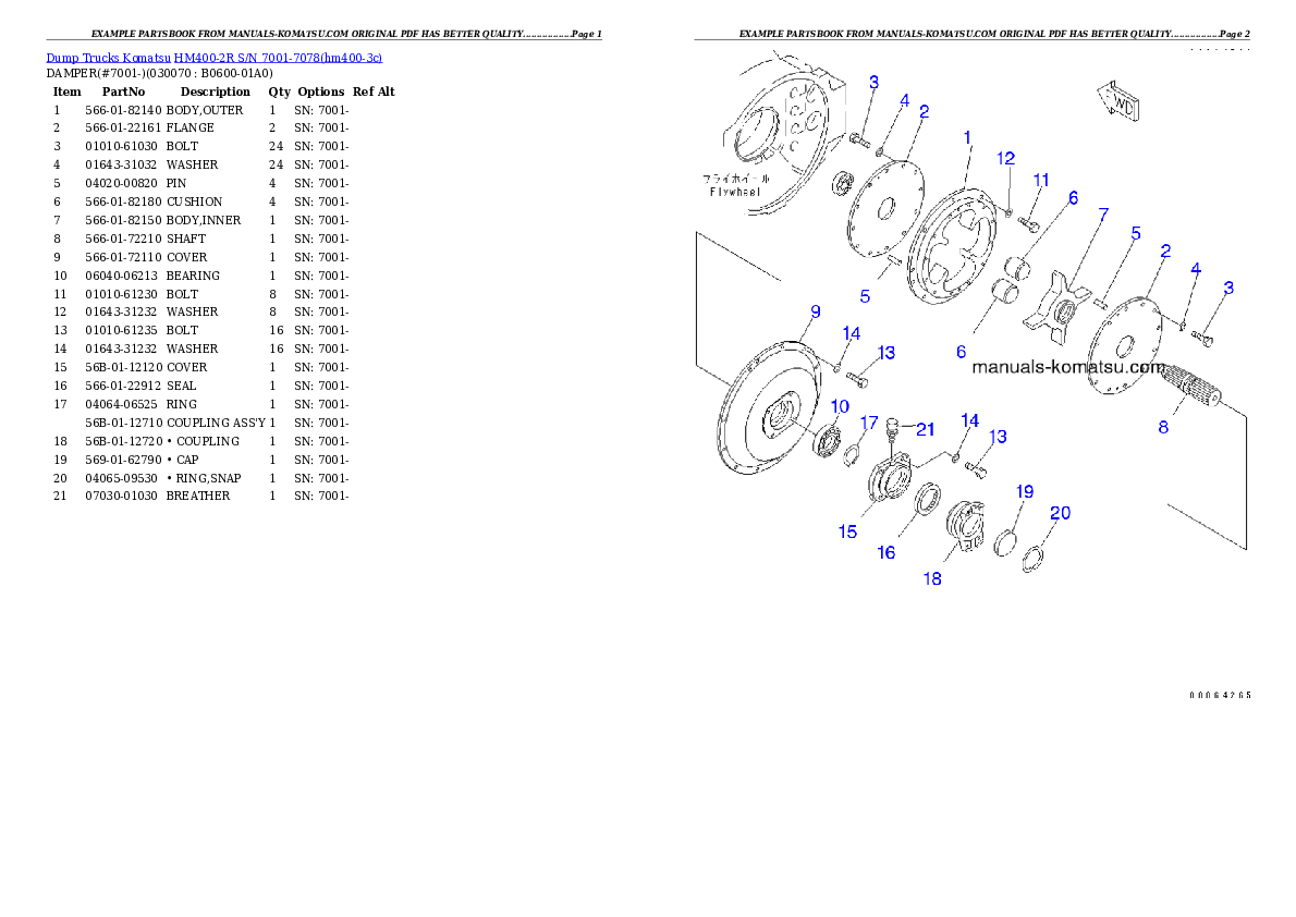 Protected: HM400-2R S/N 7001-7078 Partsbook