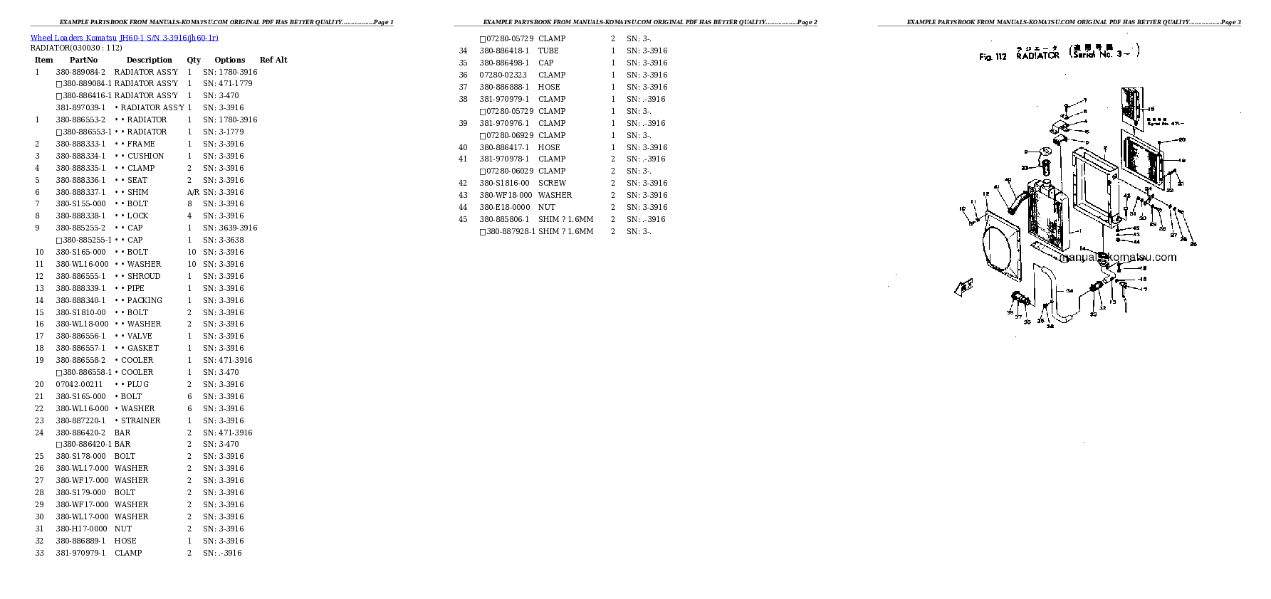 JH60-1 S/N 3-3916 Partsbook