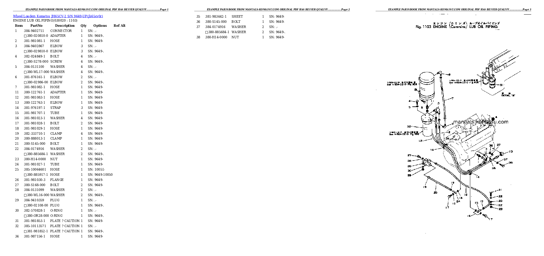 JH65CV-2 S/N 9649-UP Partsbook