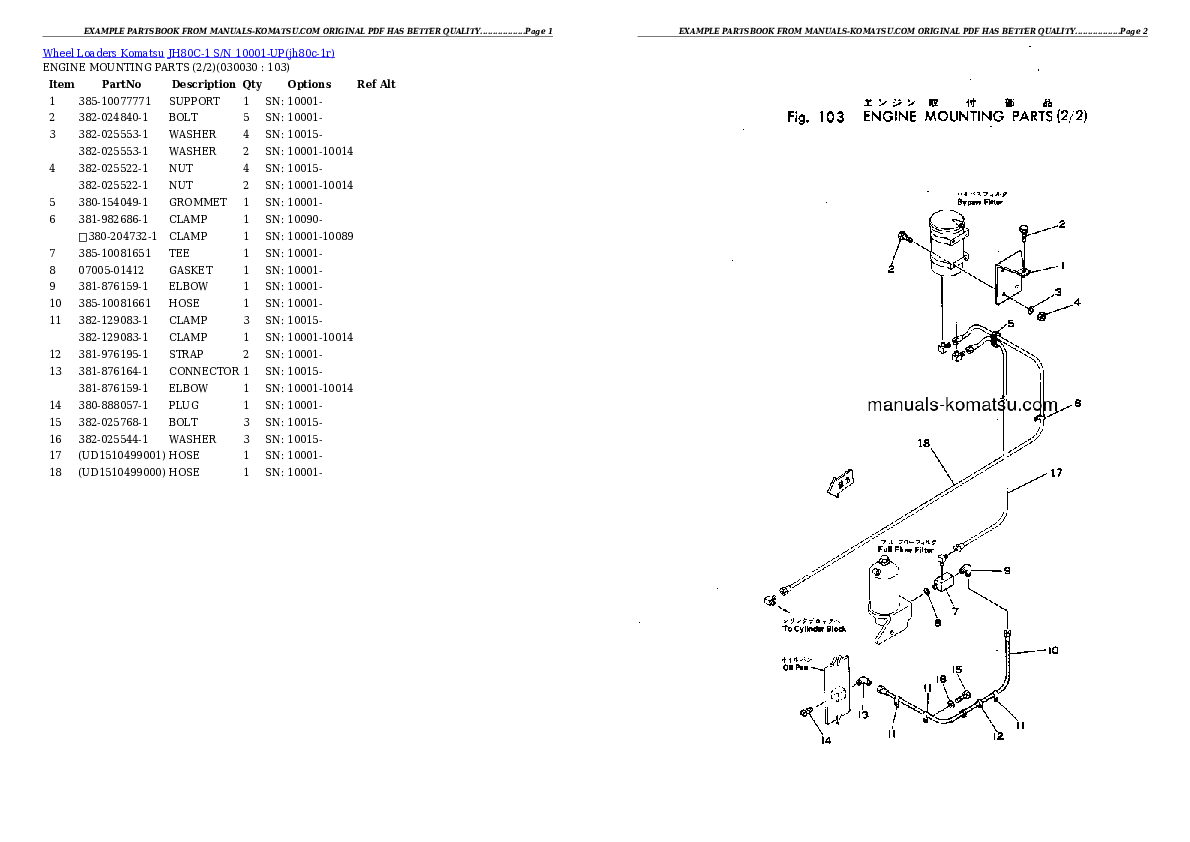 JH80C-1 S/N 10001-UP Partsbook