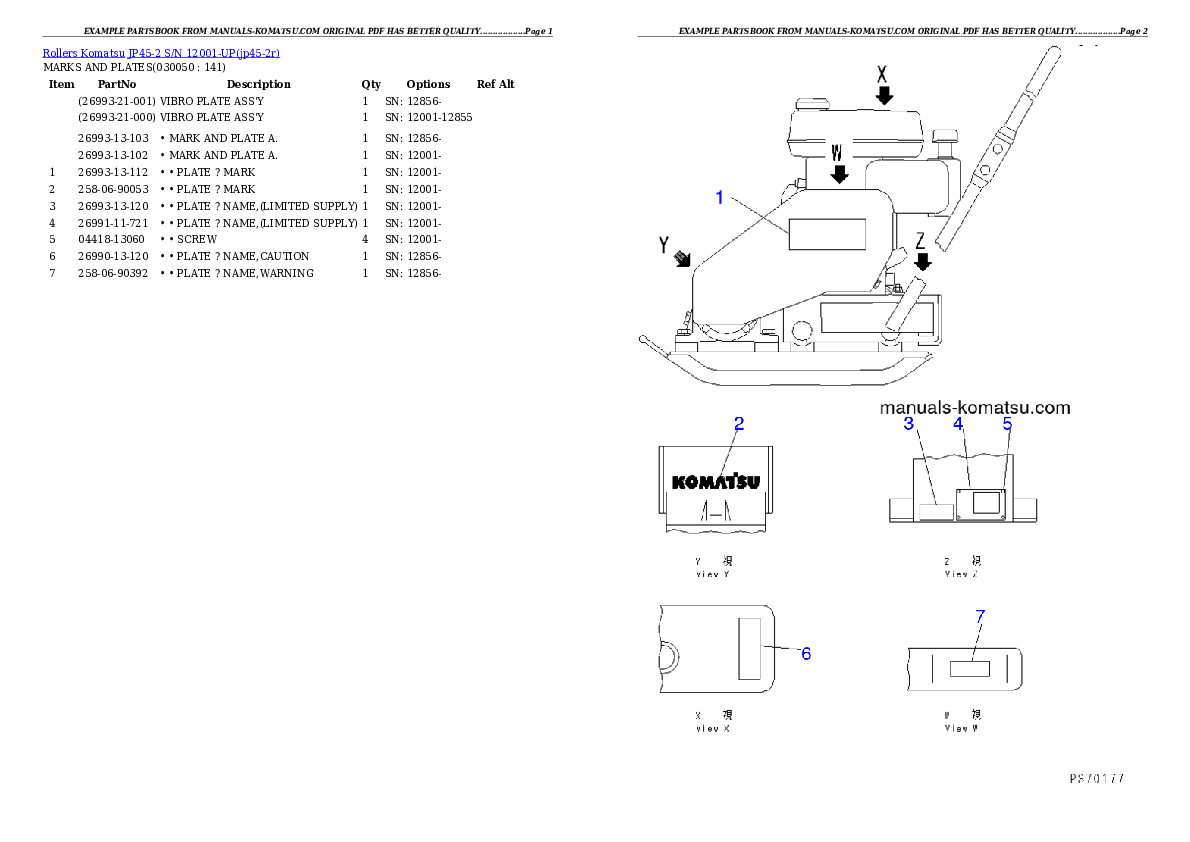 Protected: JP45-2 S/N 12001-UP Partsbook