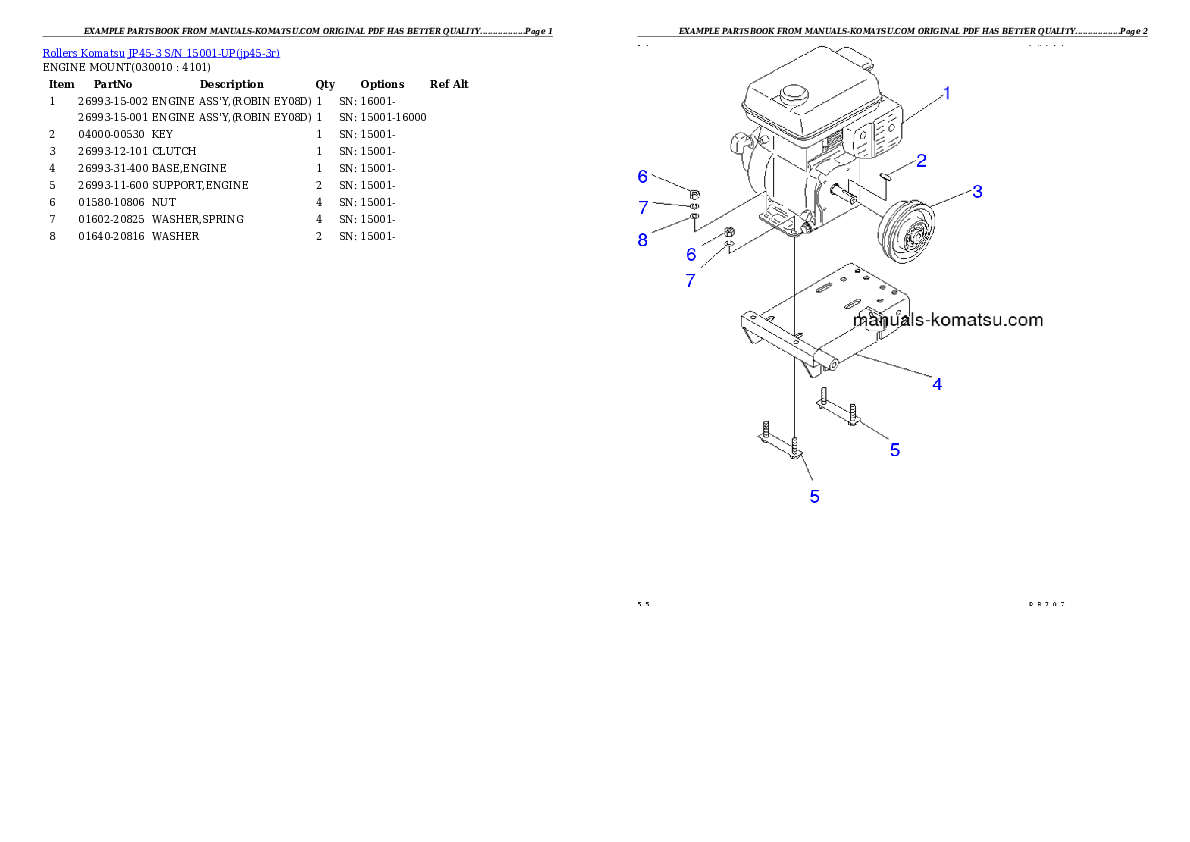 JP45-3 S/N 15001-UP Partsbook