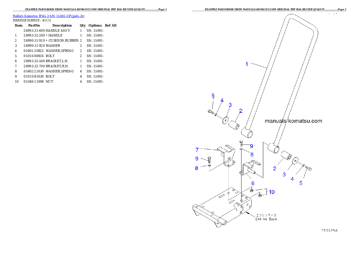JP45-3 S/N 15001-UP Partsbook