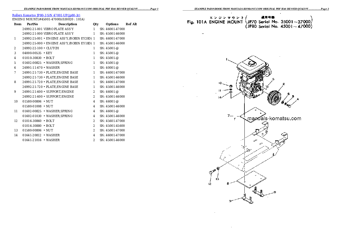 JP80-3 S/N 47001-UP Partsbook