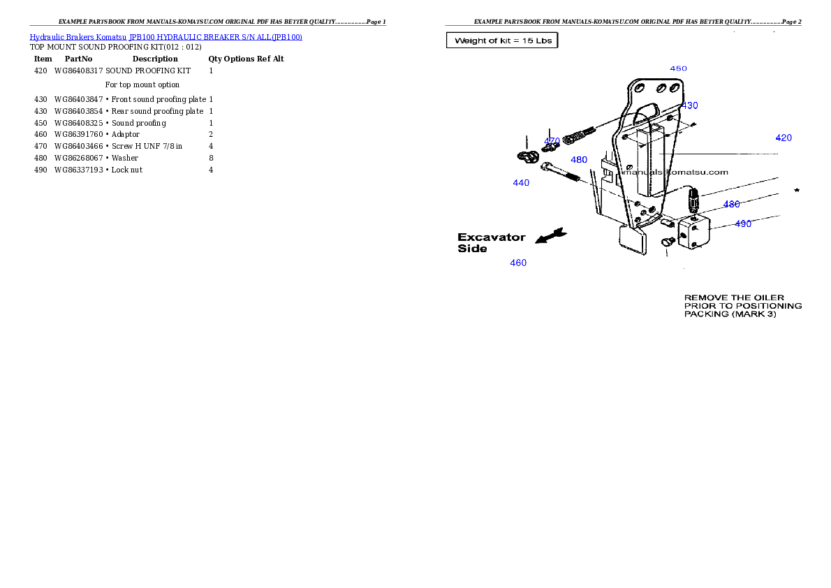Protected: JPB100 HYDRAULIC BREAKER S/N ALL Partsbook