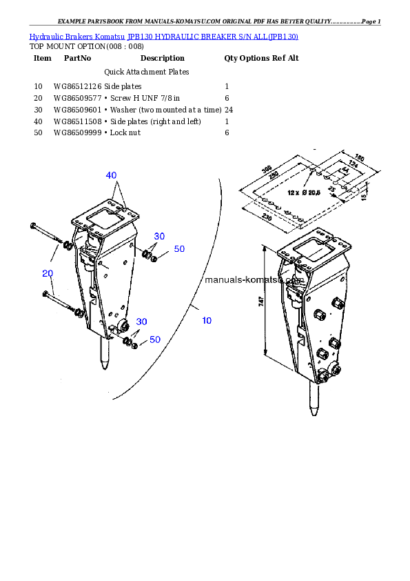 Protected: JPB130 HYDRAULIC BREAKER S/N ALL Partsbook