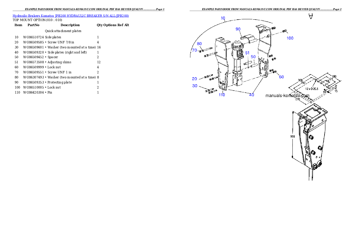 Protected: JPB200 HYDRAULIC BREAKER S/N ALL Partsbook
