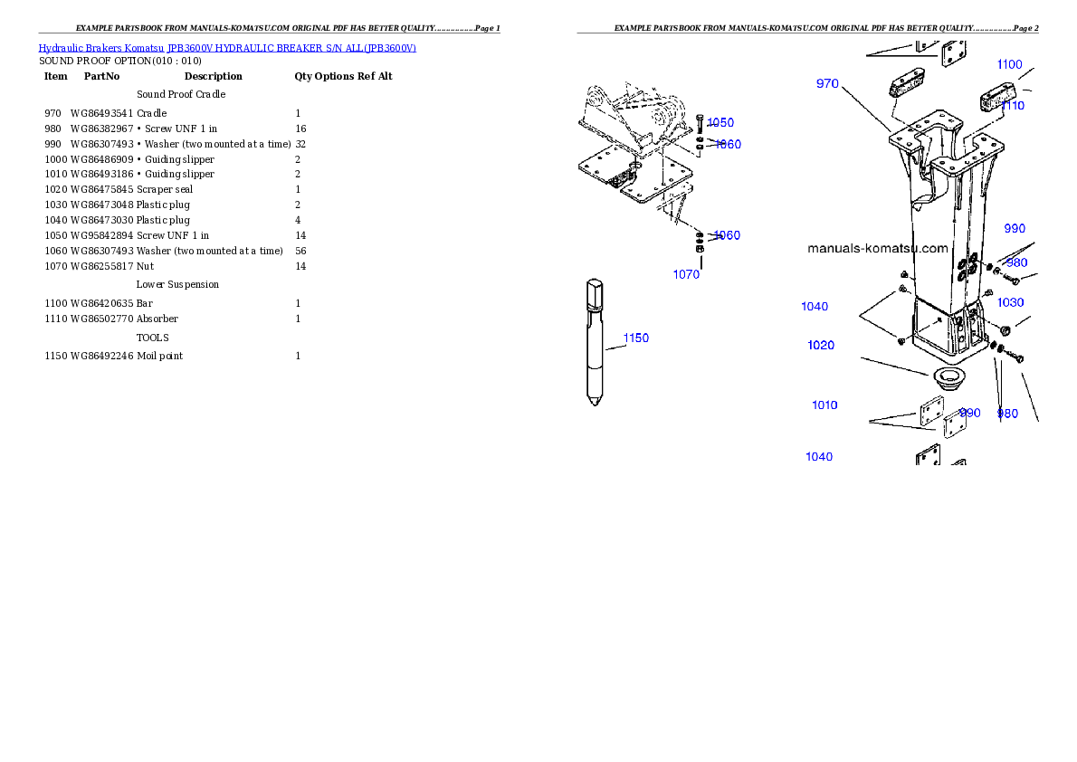 Protected: JPB3600V HYDRAULIC BREAKER S/N ALL Partsbook