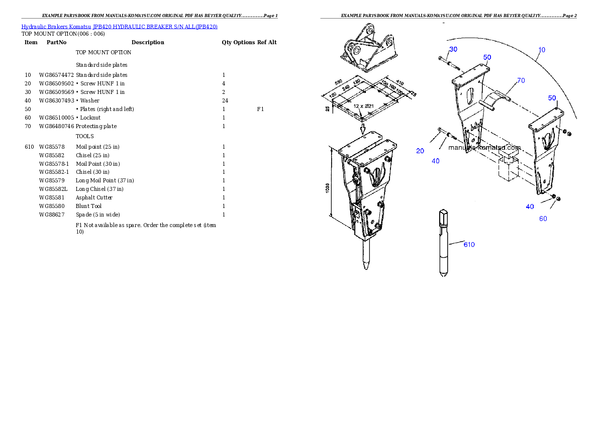 Protected: JPB420 HYDRAULIC BREAKER S/N ALL Partsbook