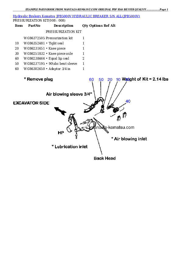 Protected: JPB5000V HYDRAULIC BREAKER S/N ALL Partsbook