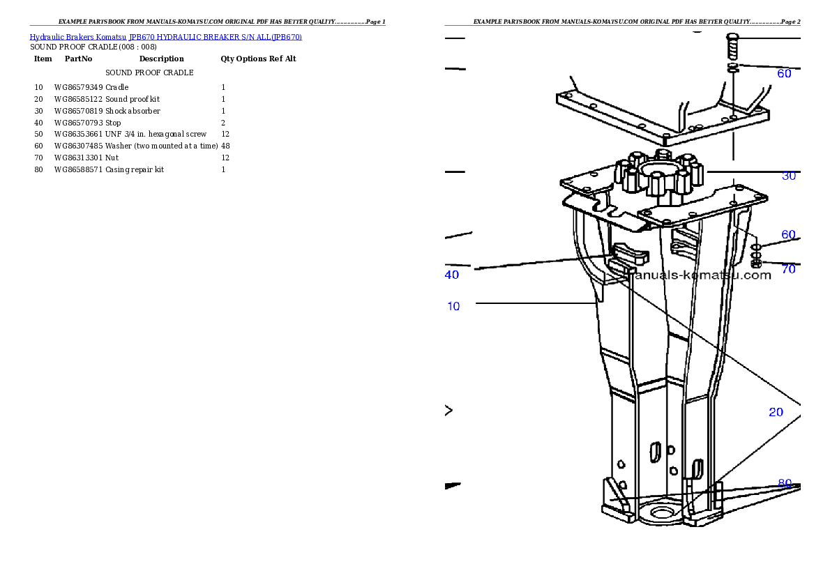 Protected: JPB670 HYDRAULIC BREAKER S/N ALL Partsbook