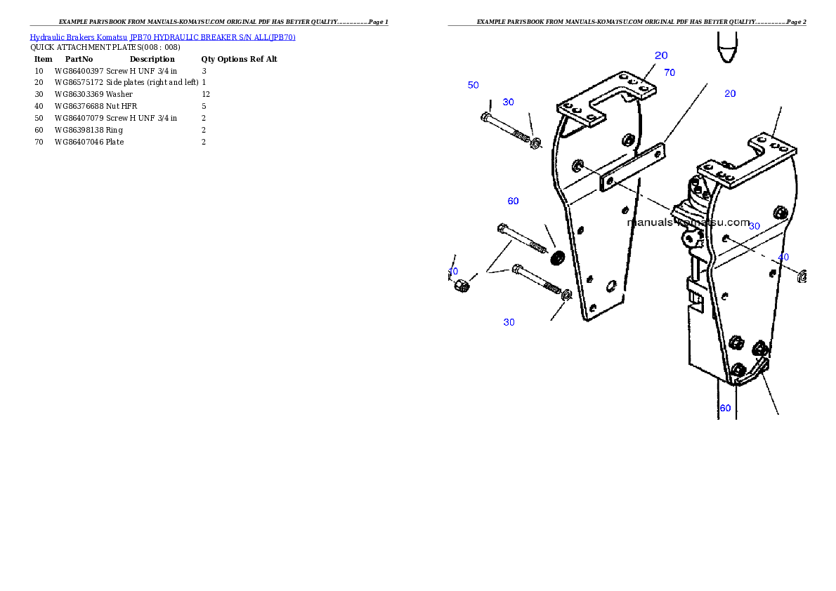 Protected: JPB70 HYDRAULIC BREAKER S/N ALL Partsbook